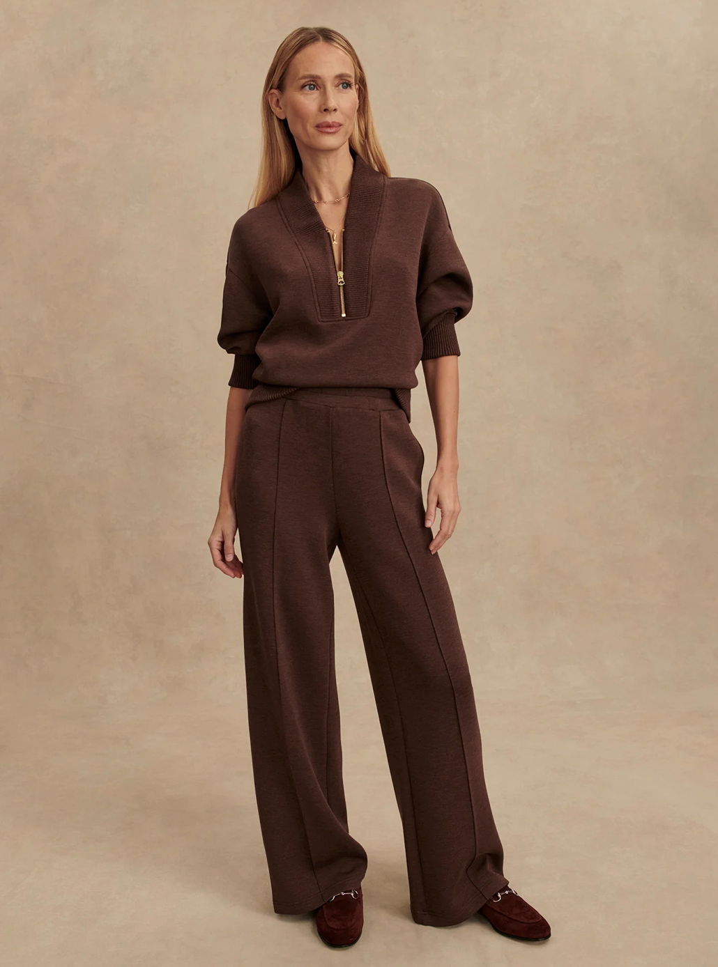 THE WIDE LEG PANT 28" COFFEE BEAN MARL