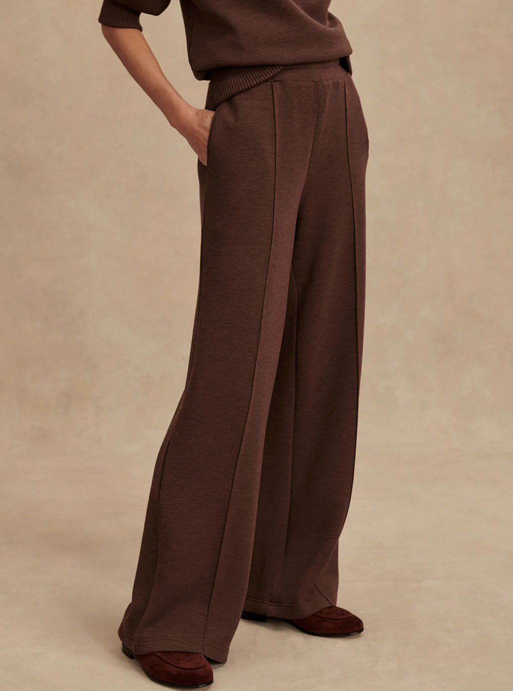THE WIDE LEG PANT 28" COFFEE BEAN MARL