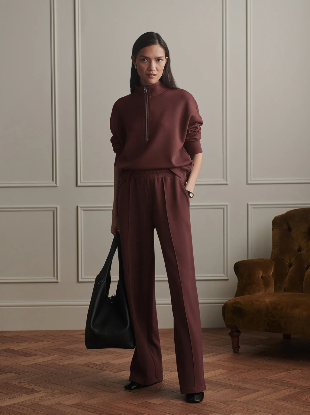 THE WIDE LEG PANT 30" MAHOGANY DEMA
