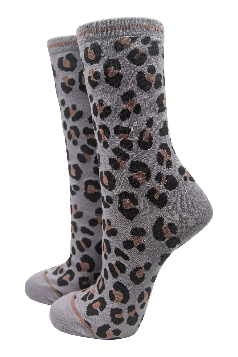 LEOPARD BAMBOO SOCKS GREY