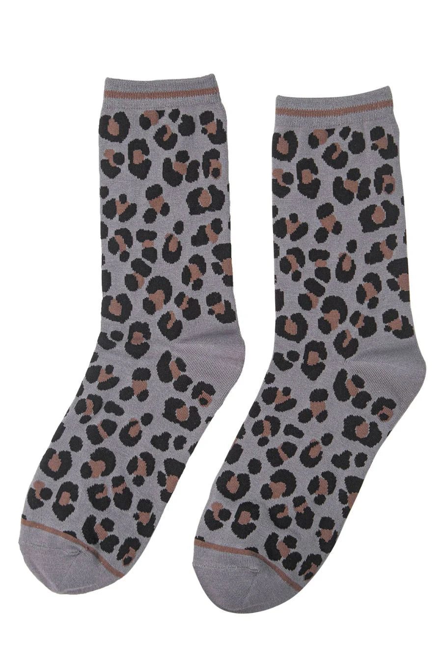 LEOPARD BAMBOO SOCKS GREY