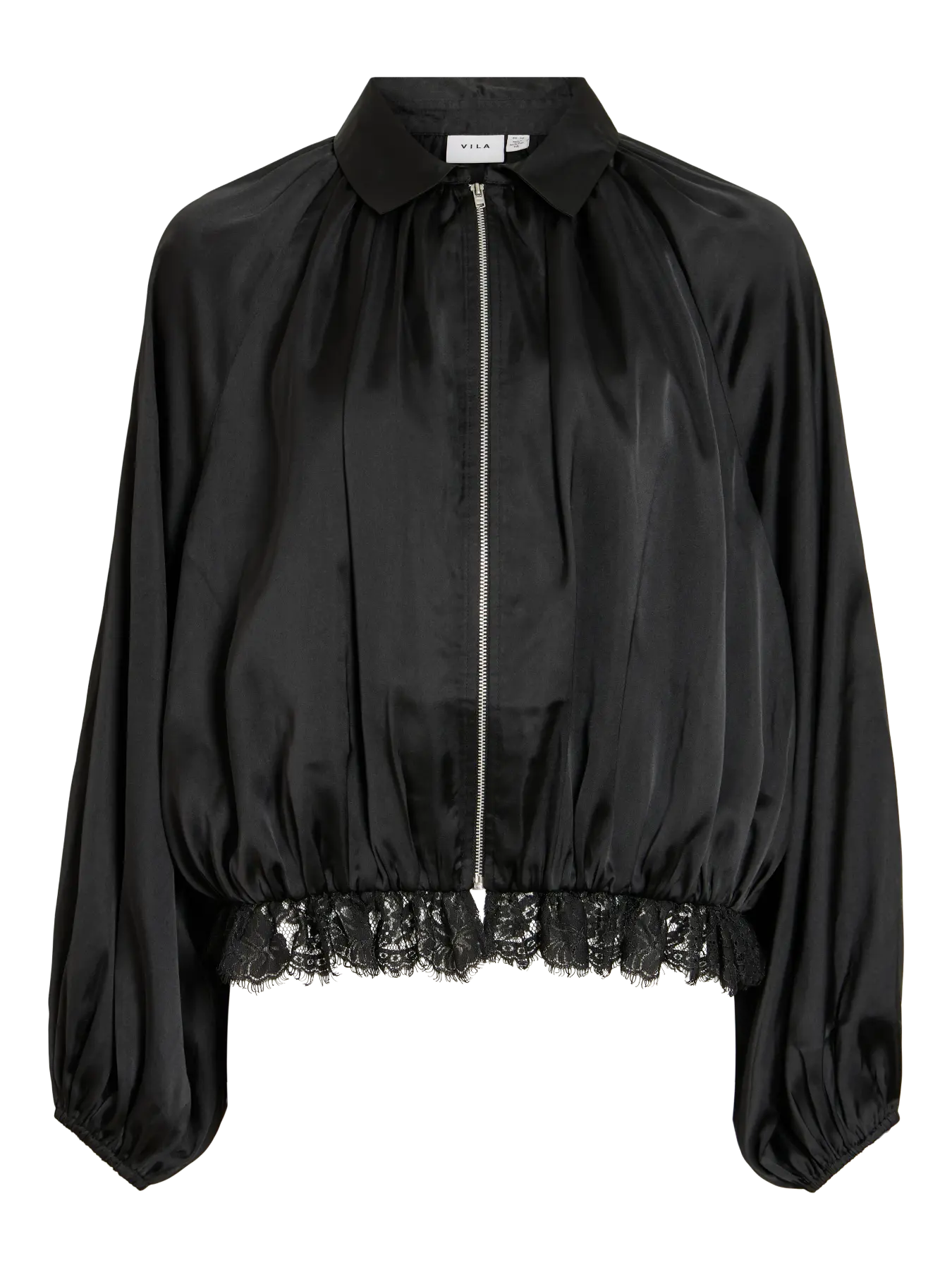 NELA LACE HEM BOMBER BLACK