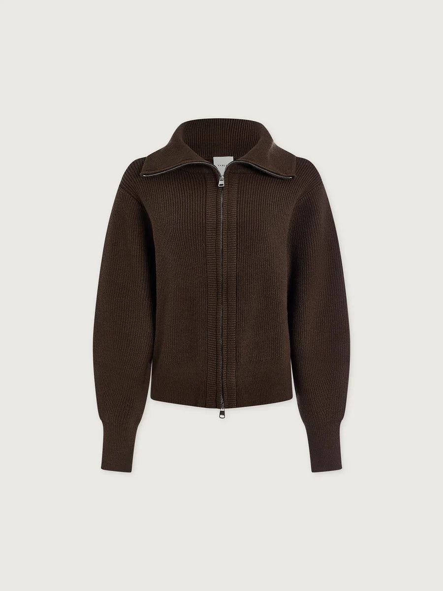 ENRICO ZIP KNIT COFFEE BEAN