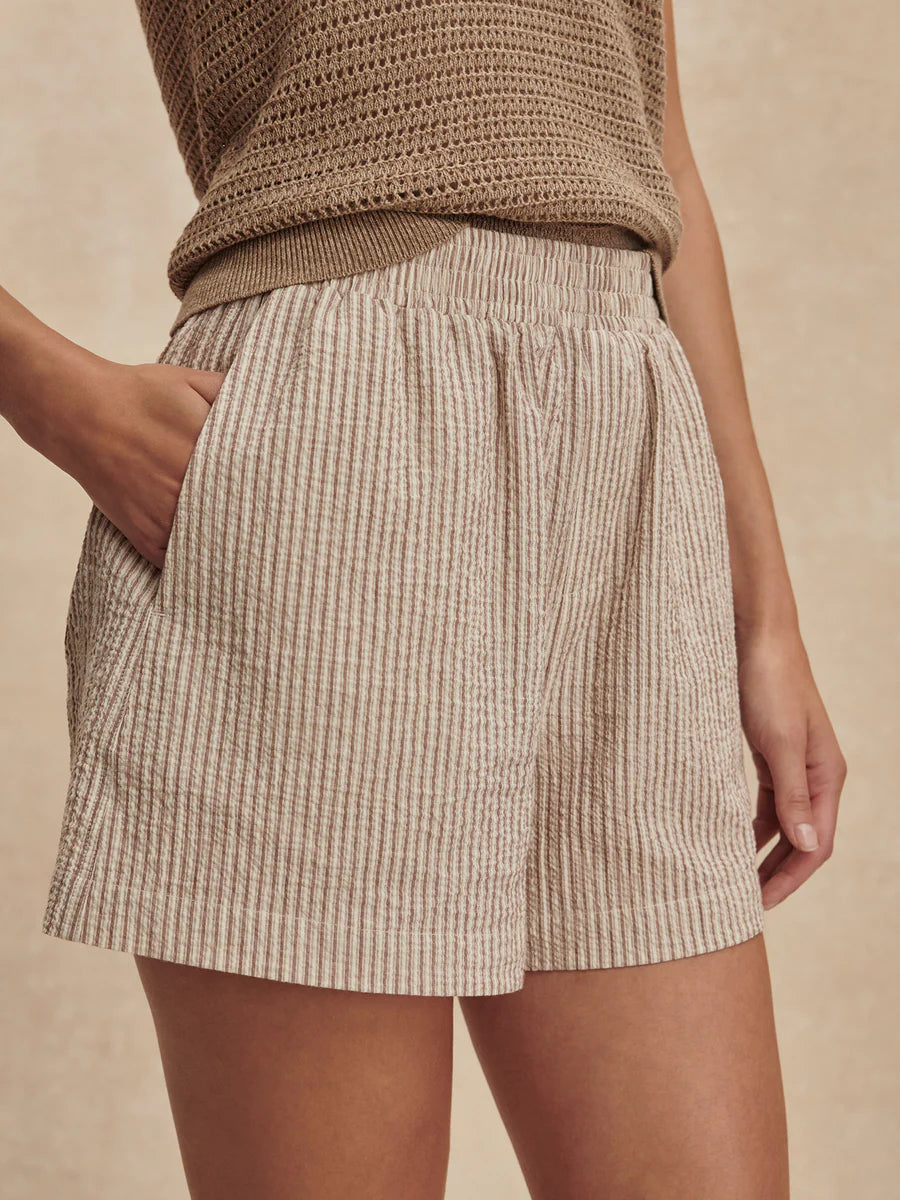 DARINA SHORTS 4" BIRCH TAUPE STRIPE
