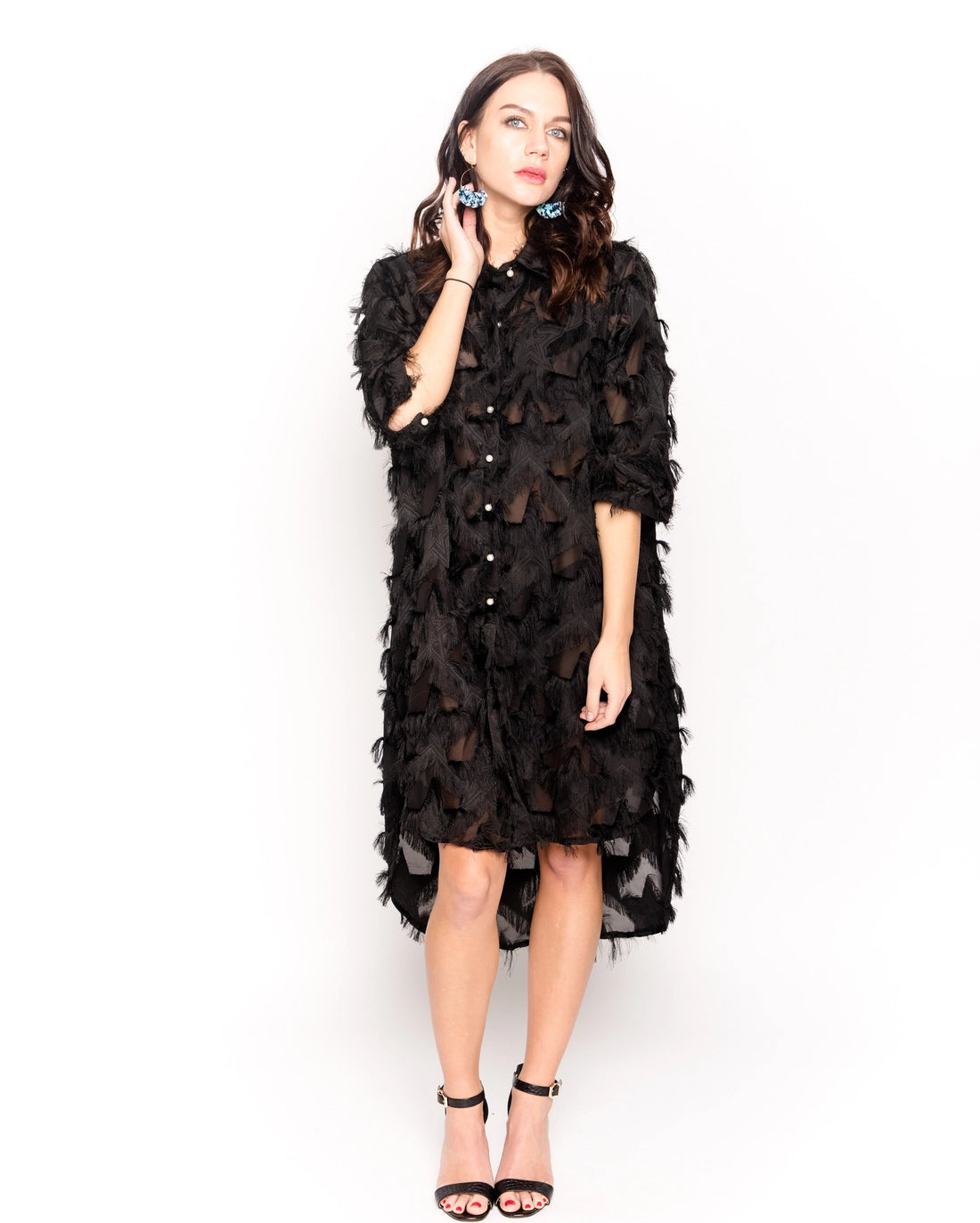 KATE FEATHER STAR DRESS BLACK