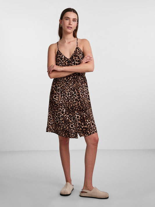 TALA SLIP DRESS INDIAN TAN LEOPARD