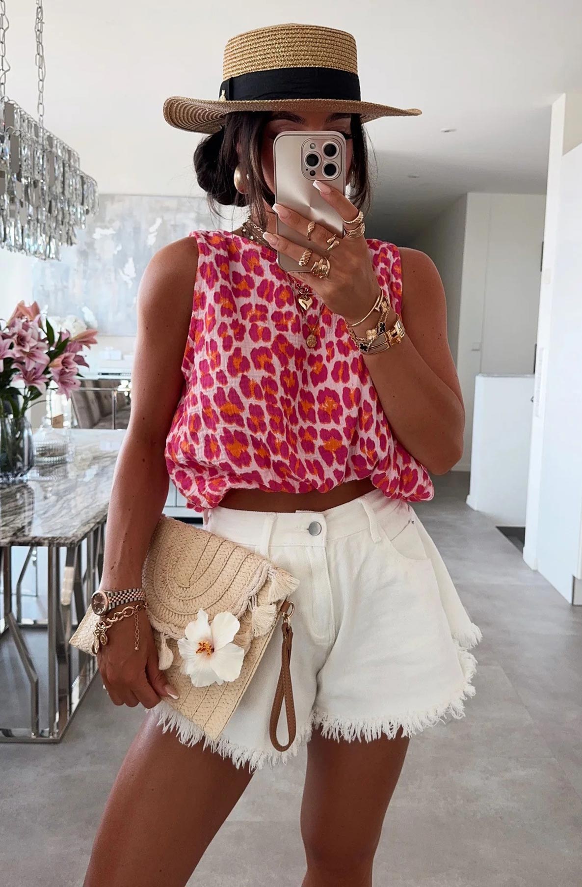 ADELE CROPPED TIE UP FUCHSIA LEO