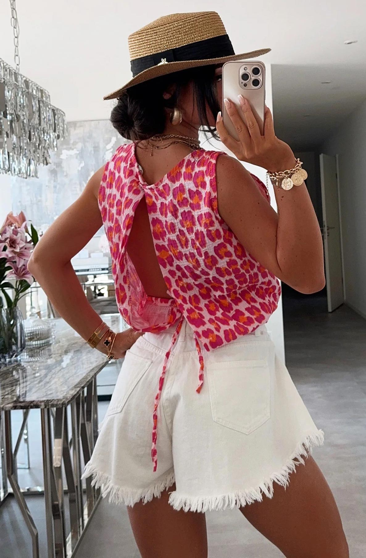 ADELE CROPPED TIE UP FUCHSIA LEO