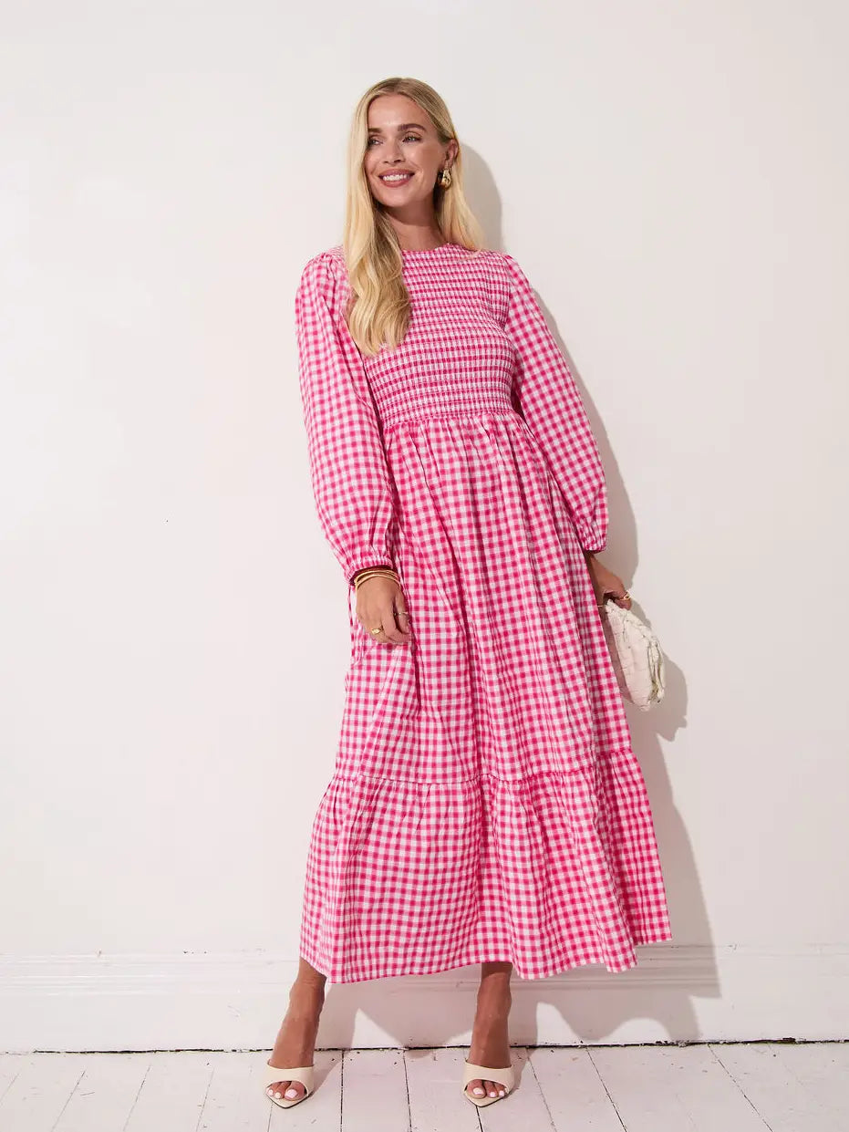 ELISA GINGHAM DRESS PINK