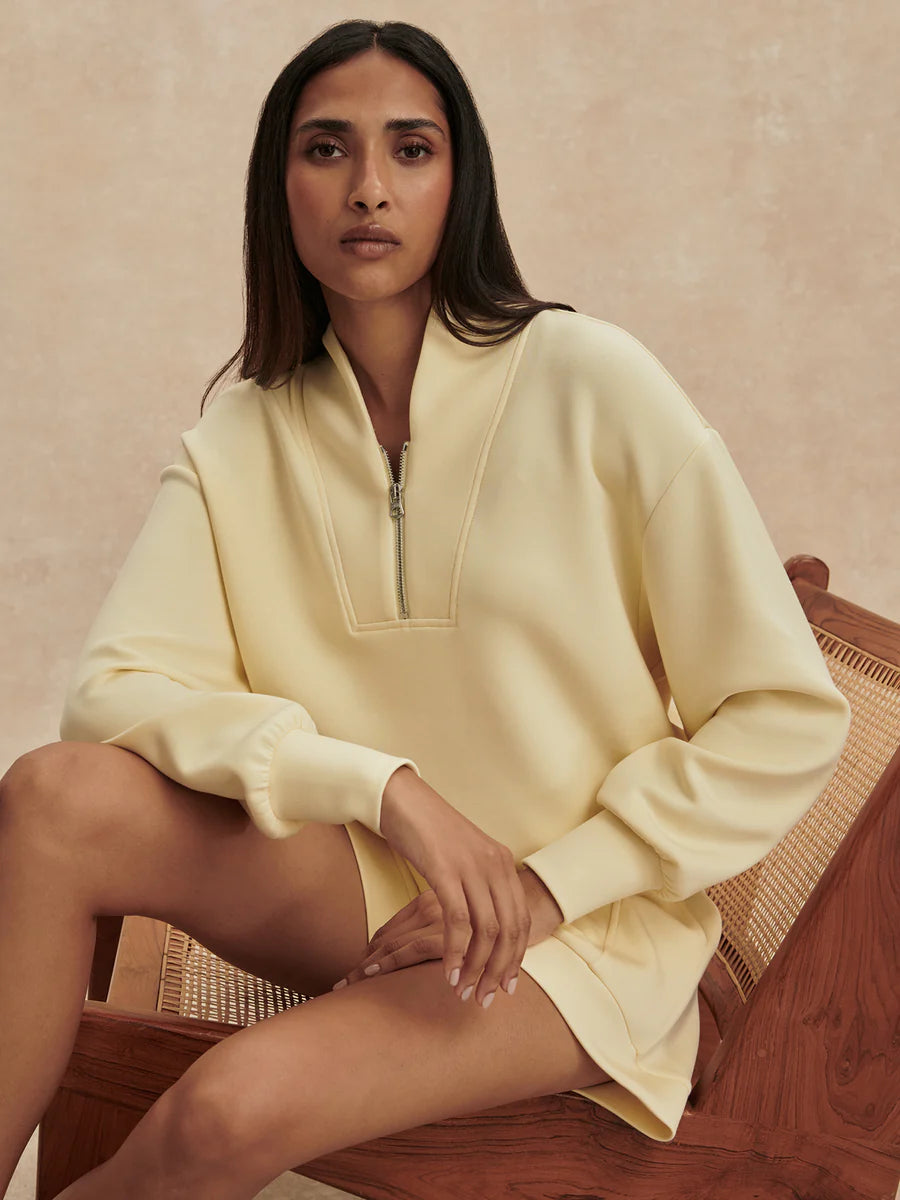 DAVIDSON DOUBLESOFT 1/2 ZIP ANISE FLOWER