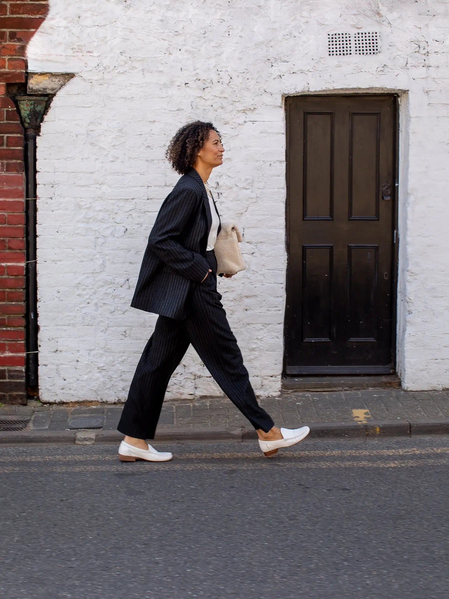 JUDITH PIN STRIPE TROUSER CHARCOAL