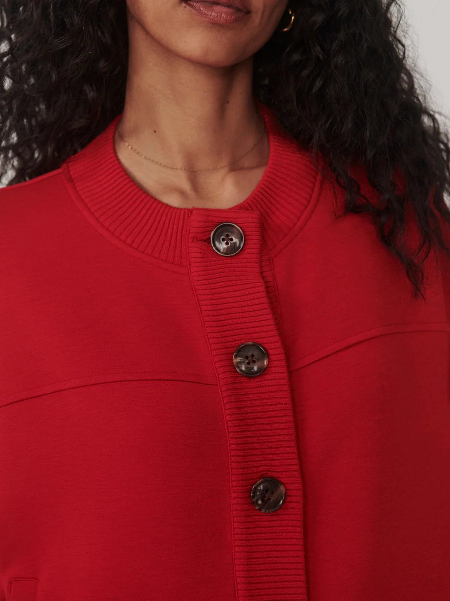 OLWEN BUTTON THROUGH SWEAT RED MARL