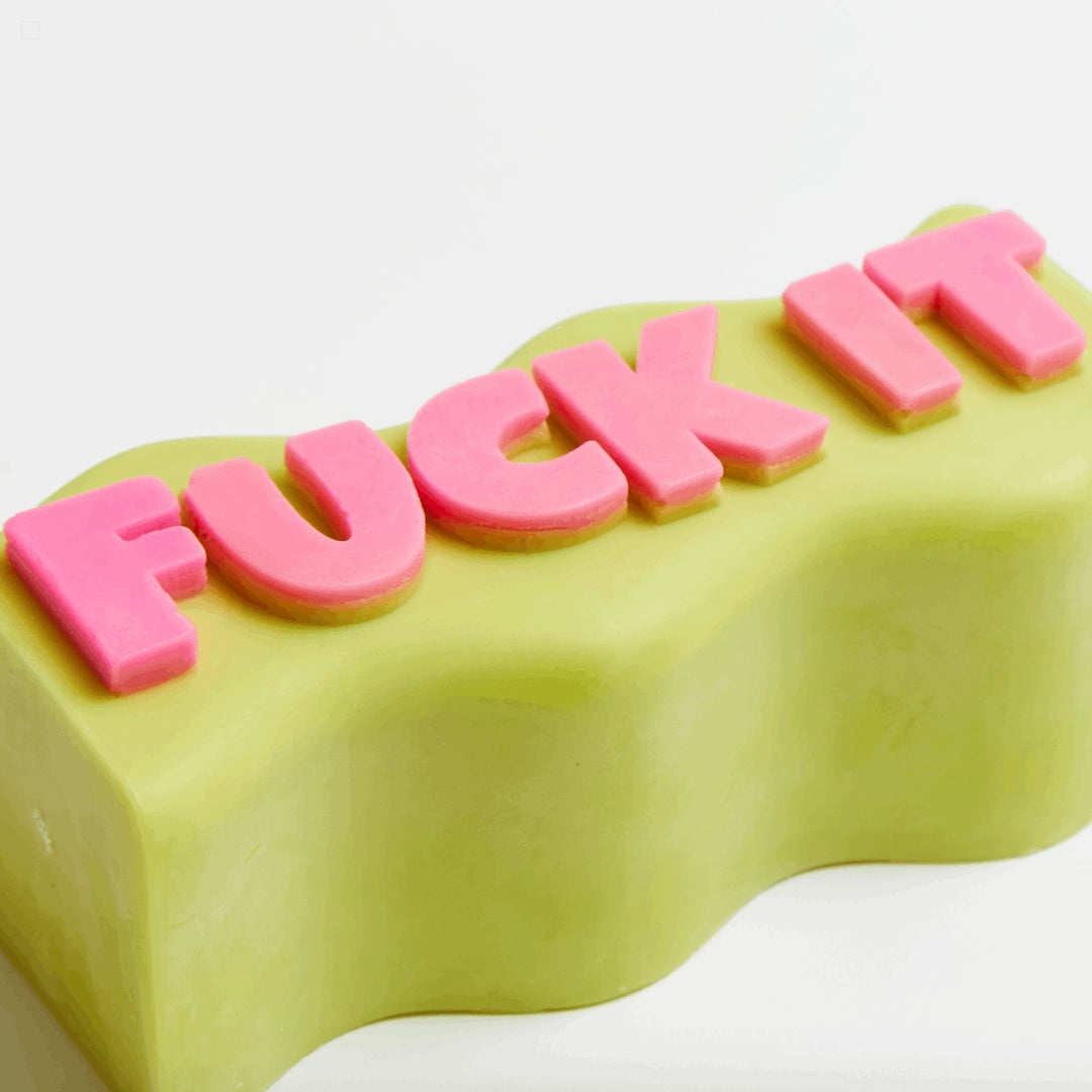 FUCK IT CANDLE GREEN AND PINK