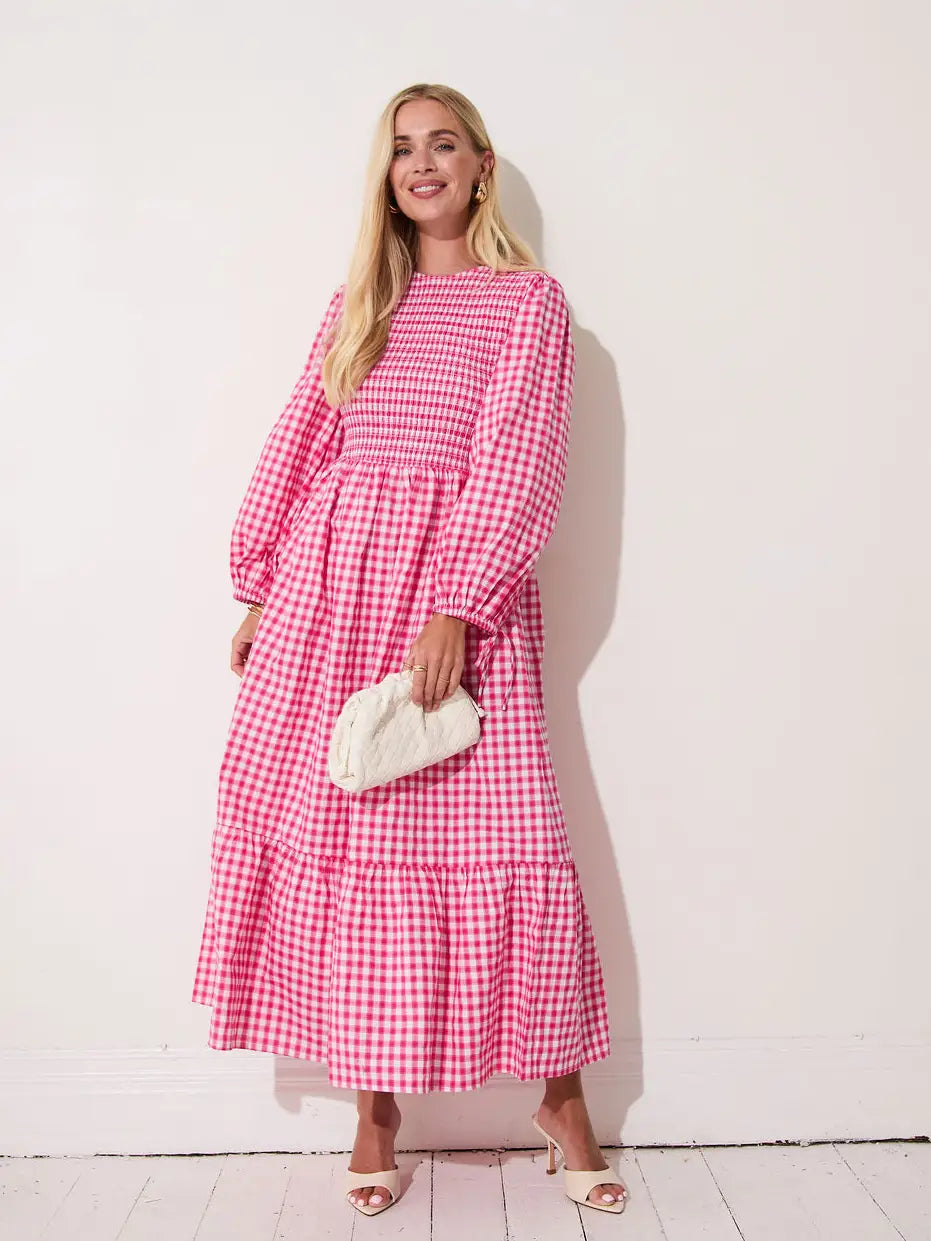 ELISA GINGHAM DRESS PINK