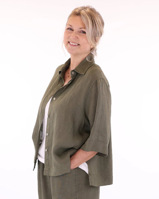 LINEN SWING SHIRT / JACKET OLIVE