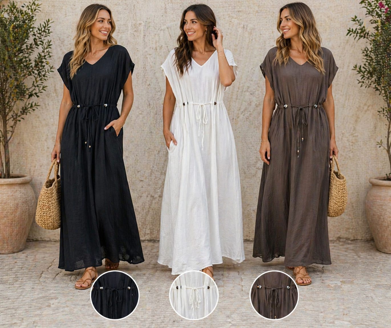 TANYA MAXI BEADED DRESS BROWN