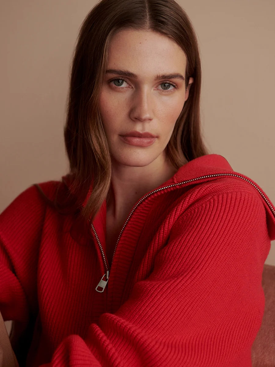 ENRICO ZIP KNIT WASHED RED