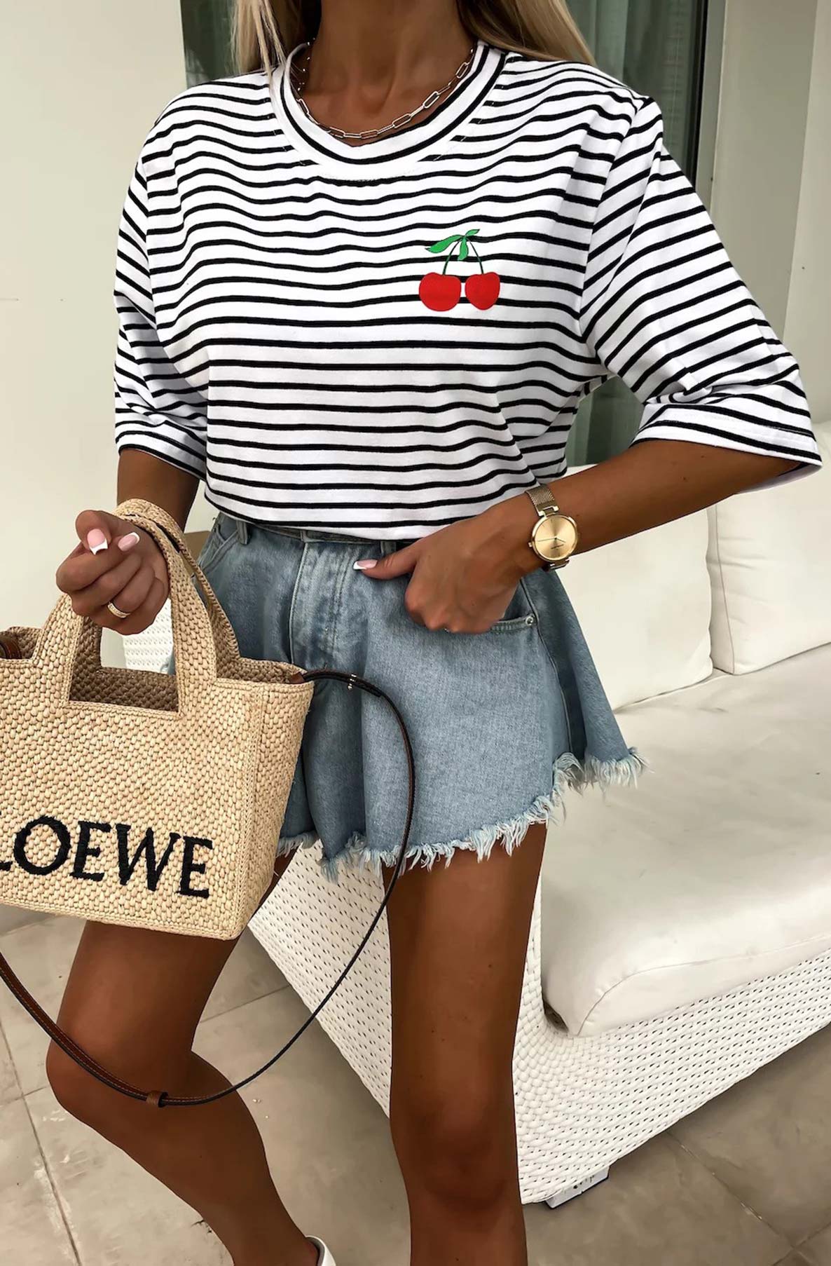 CHERRY STRIPE T-SHIRT