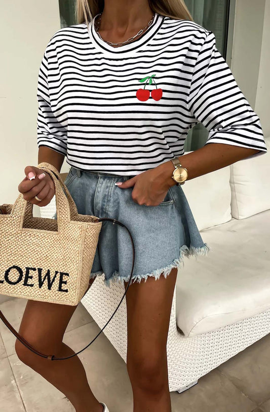 CHERRY STRIPE T-SHIRT