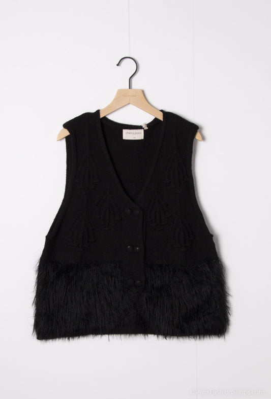 BETSY FRINGED VEST BLACK