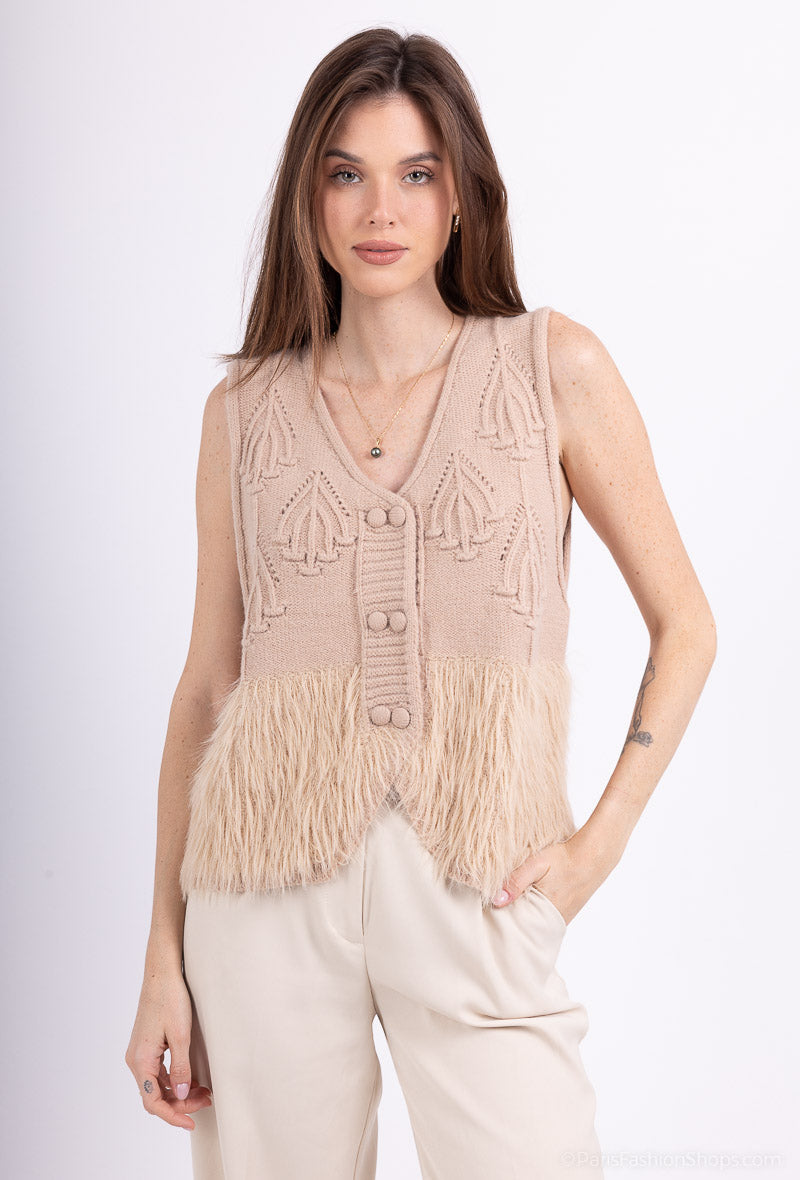 BETSY FRINGED VEST CAMEL