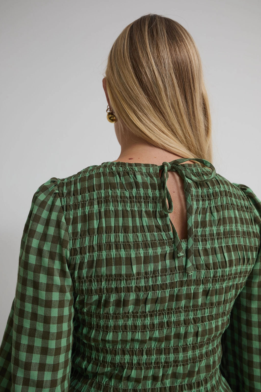 ELSA GINGHAM TOP GREEN
