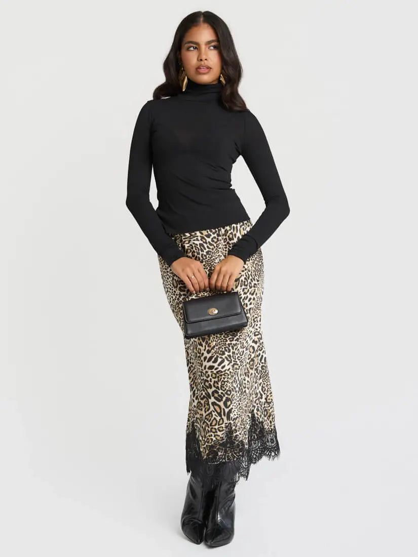 LEOPARD LACE MAXI SKIRT