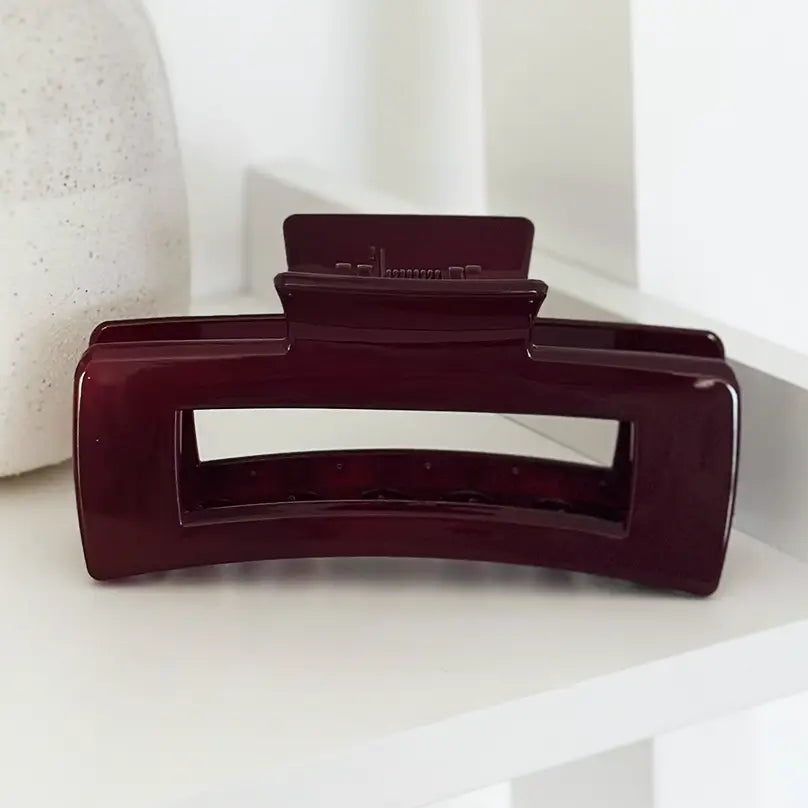 HAIR CLAW BERGUNDY SQUARE