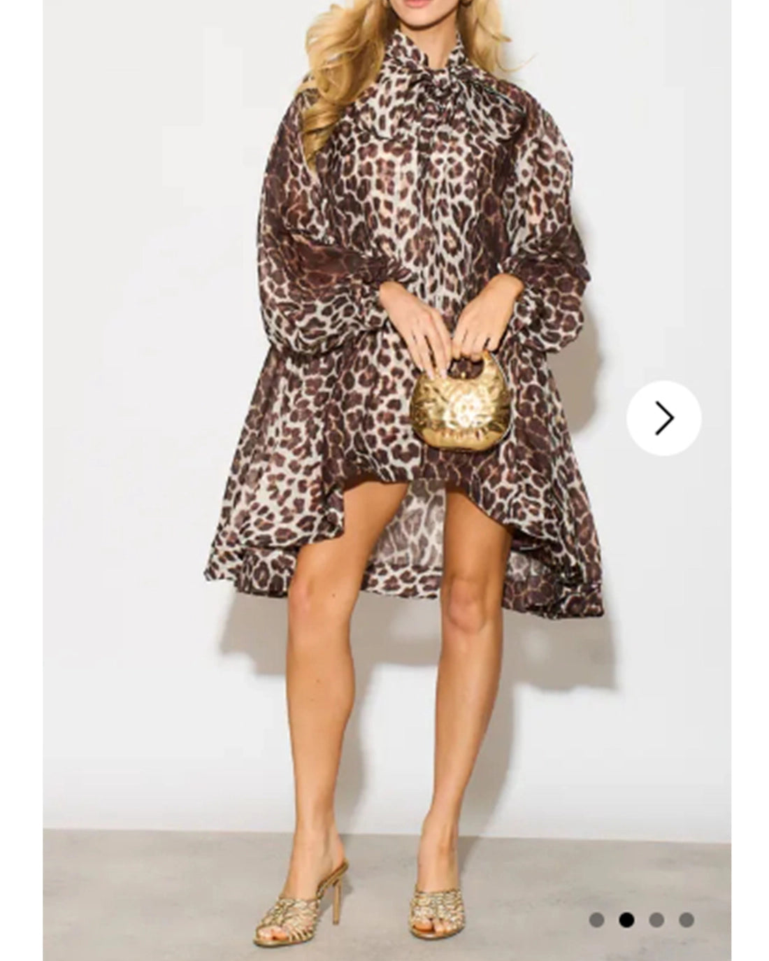 NAOMI VOLUME SHIRT DRESS LEOPARD