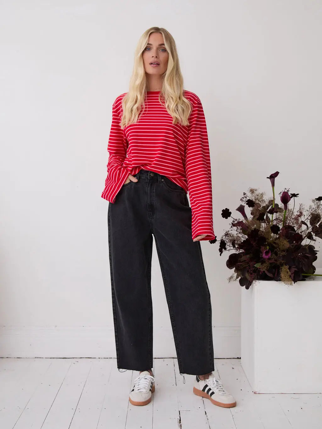 CELINE SUPER SOFT STRIPE LS TOP