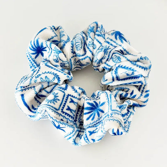 MALIBU PALM SCRUNCHIE BLUE