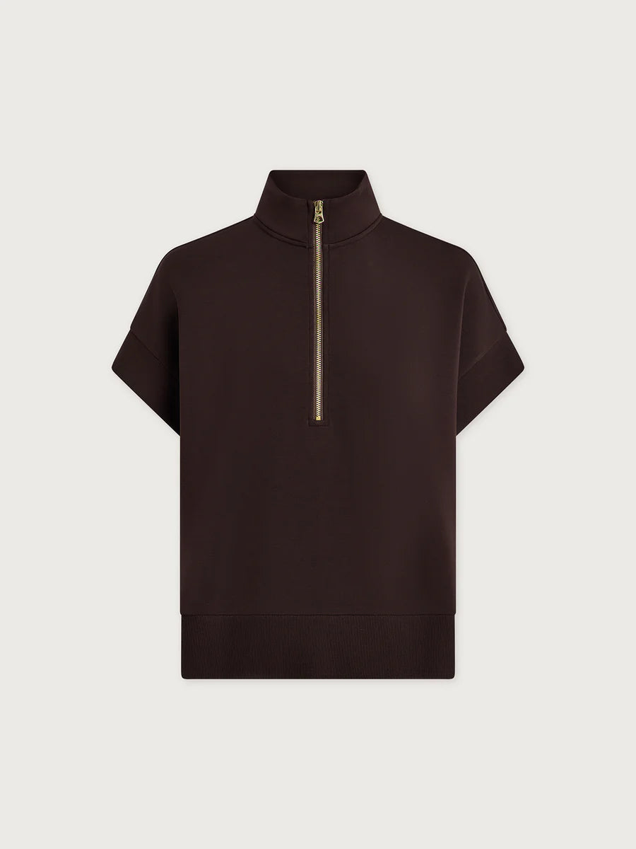 RITCHIE SS ZIP SWEAT COFFEE BEAN