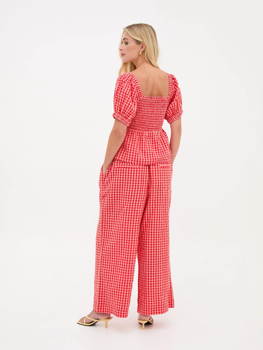LEA GINGHAM SMOCK TOP