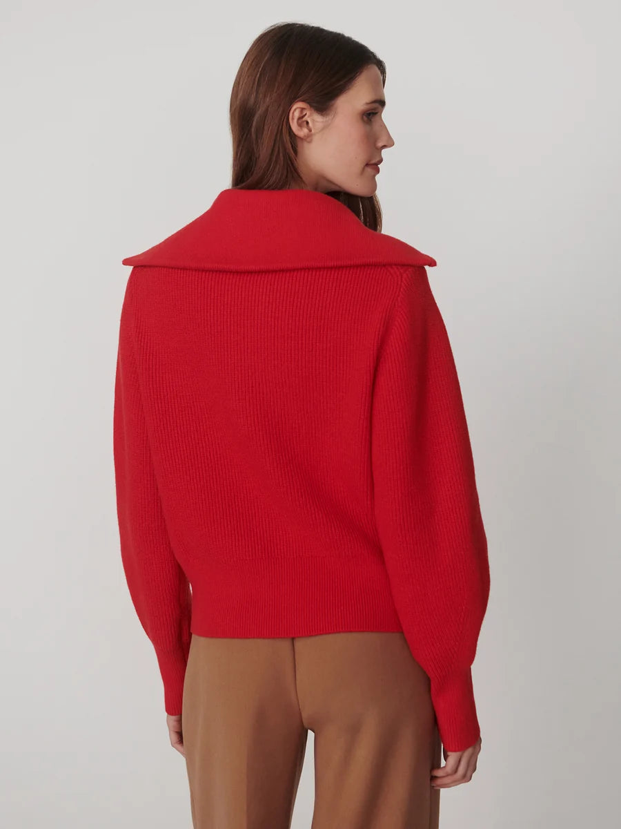 ENRICO ZIP KNIT WASHED RED