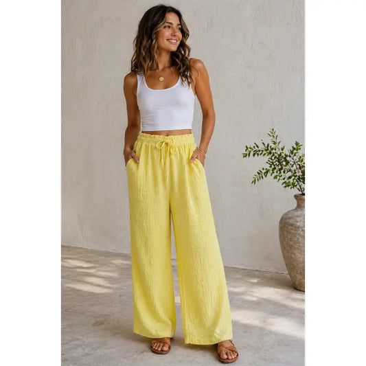 CRINKLE TROUSER CANARY