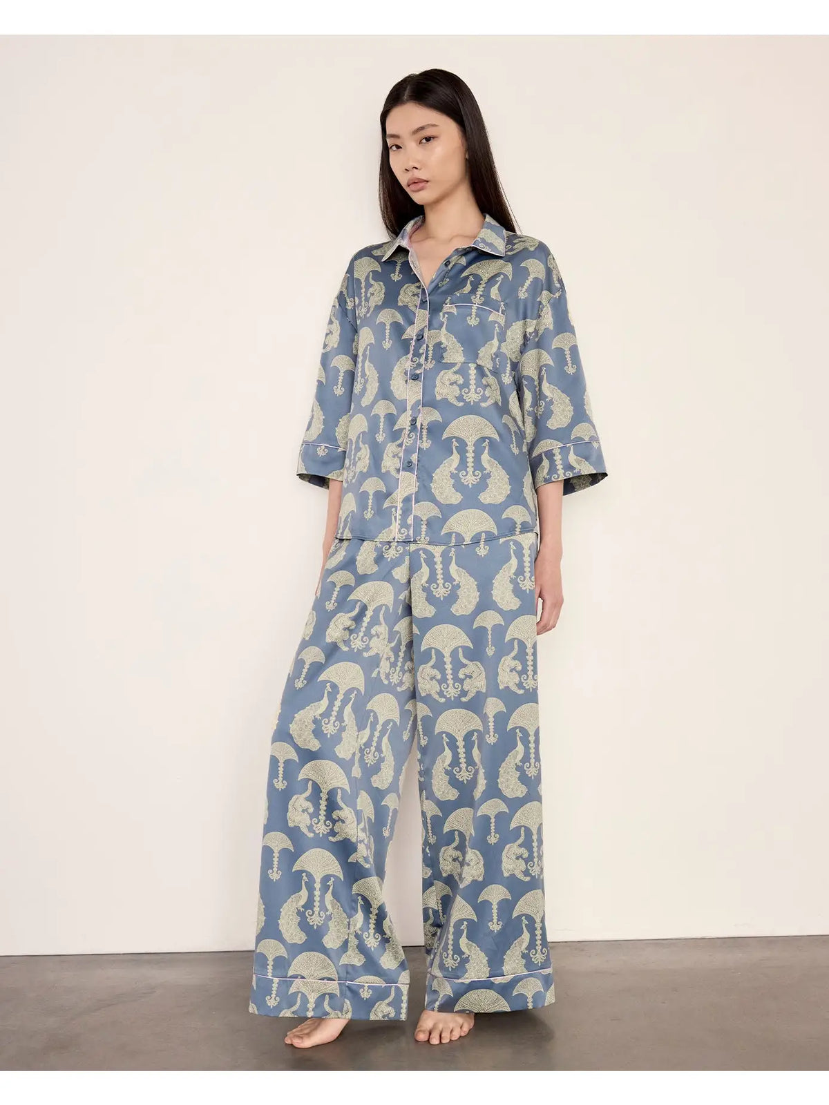 SATIN TIGER PEACOCK PYJAMA SET