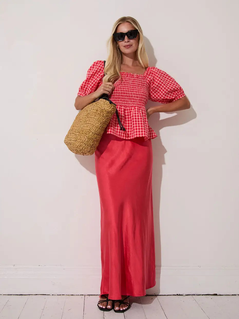 LEA GINGHAM SMOCK TOP