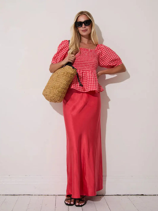 LEA GINGHAM SMOCK TOP