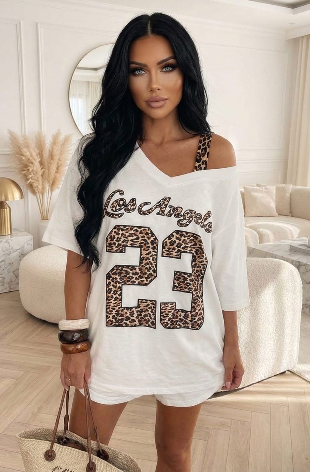 LOS ANGELES LA T-SHIRT LEOPARD WHITE 23