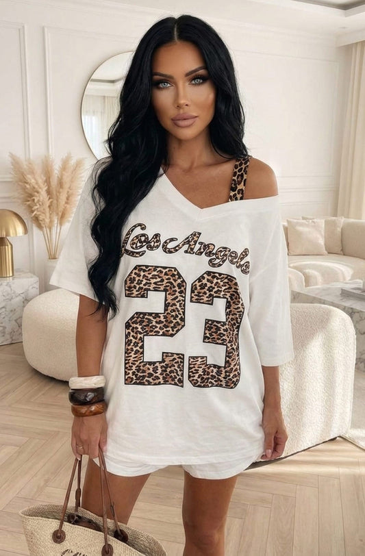 LOS ANGELES LA T-SHIRT LEOPARD WHITE 23