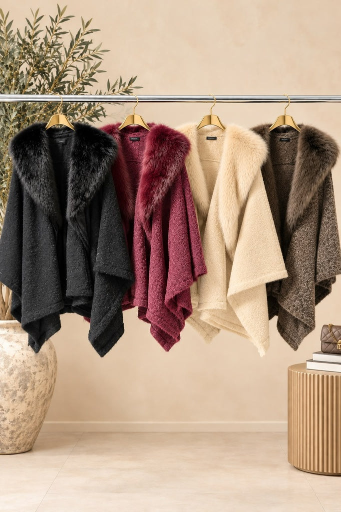 61017 SHAWL FUR WRAP BROWN