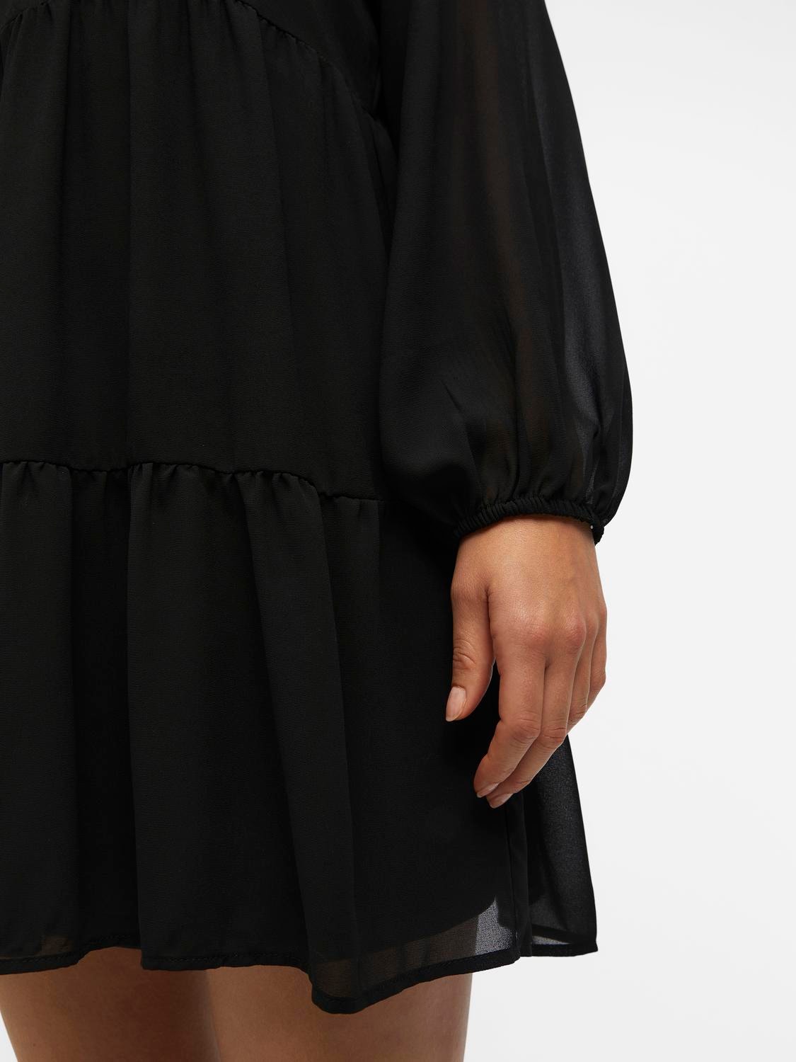 MILA LS SMOCK DRESS  BLACK