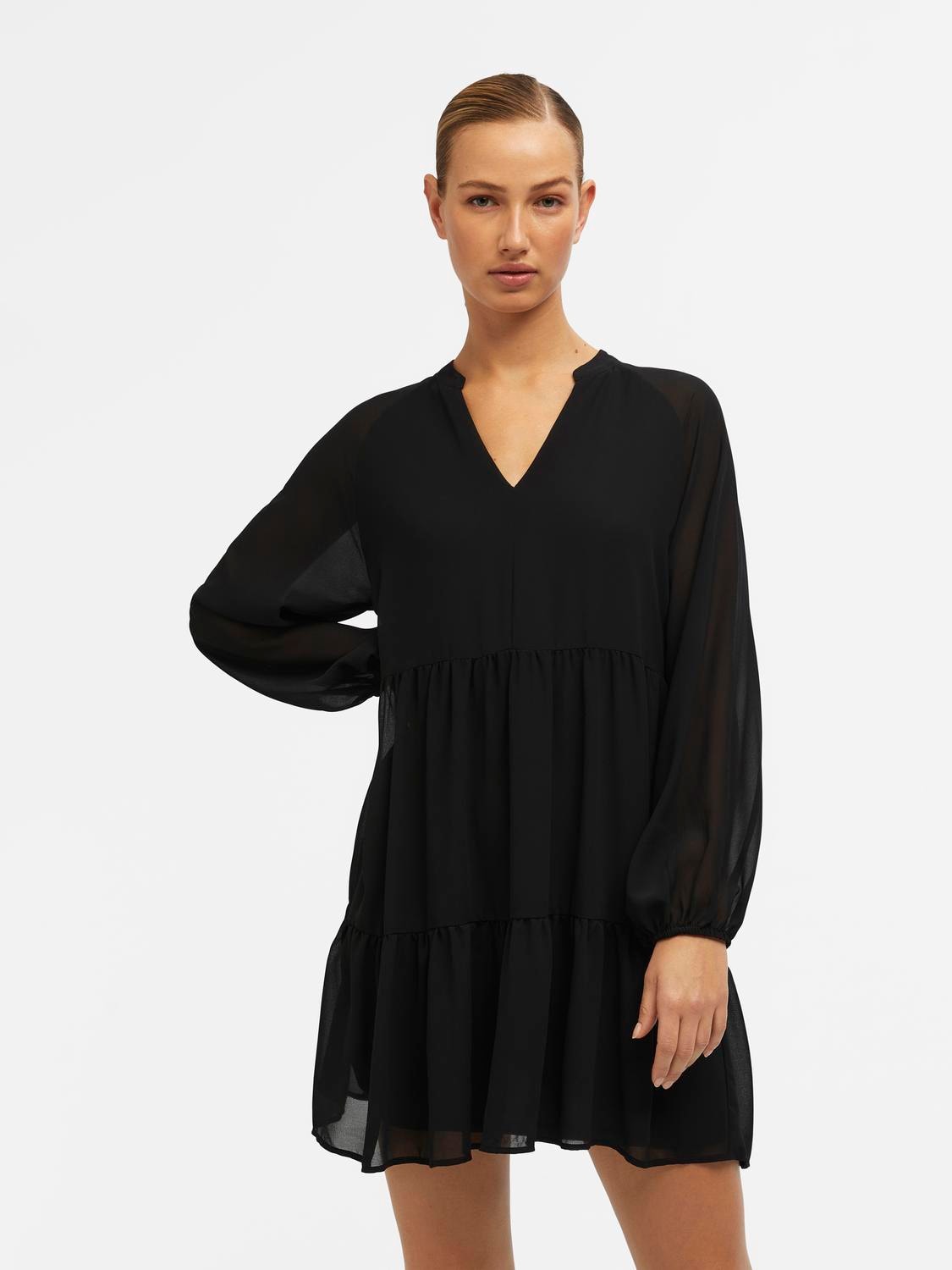 MILA LS SMOCK DRESS  BLACK