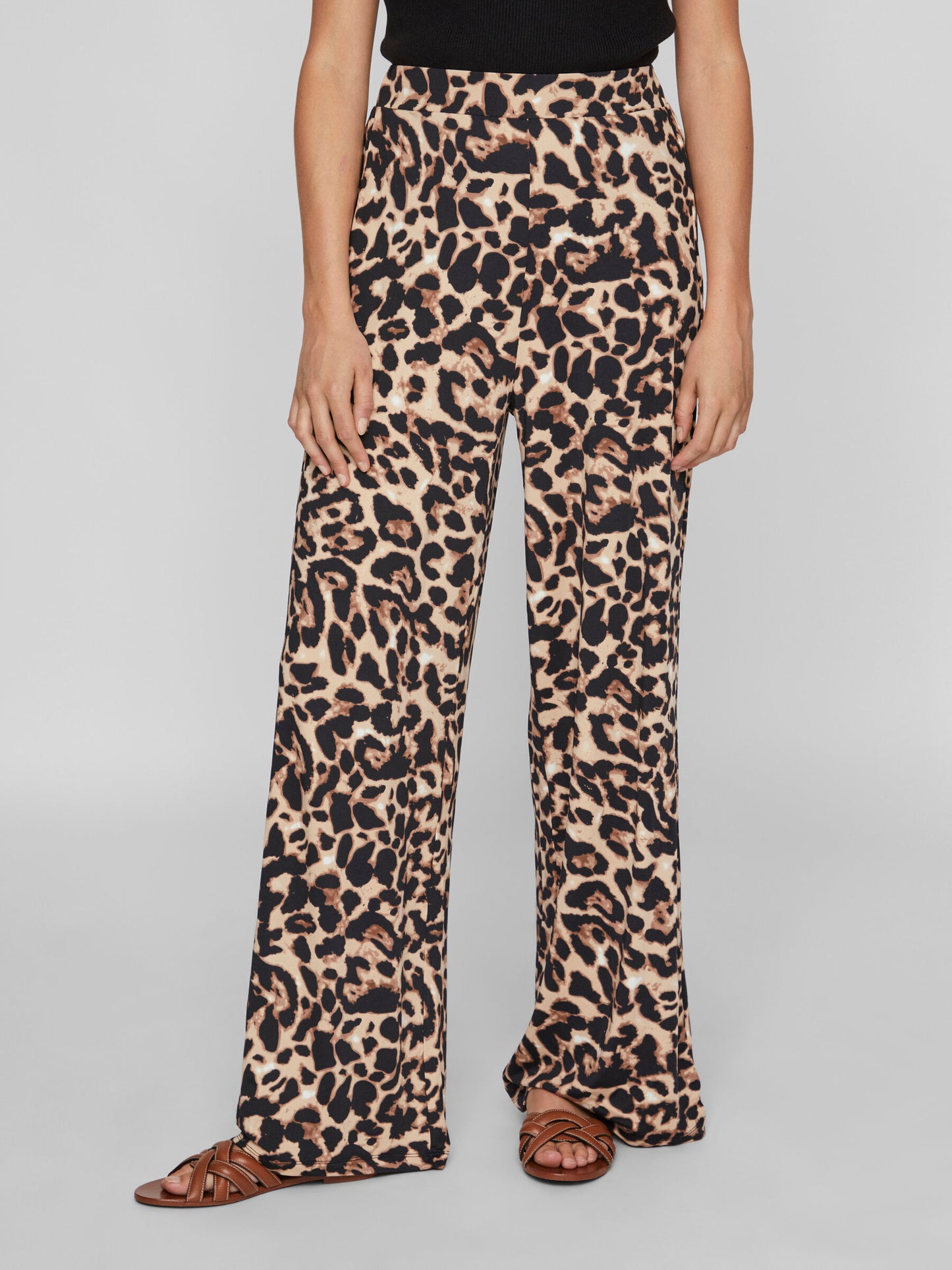 LEOA WIDE PANTS  BLACK LEO