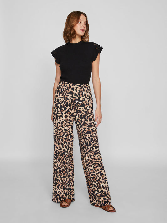 LEOA WIDE PANTS  BLACK LEO