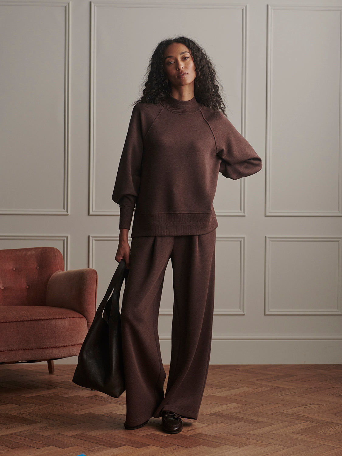 THE EXTRA WIDE LEG PANT 29.5" COFFEE BEAN MARL