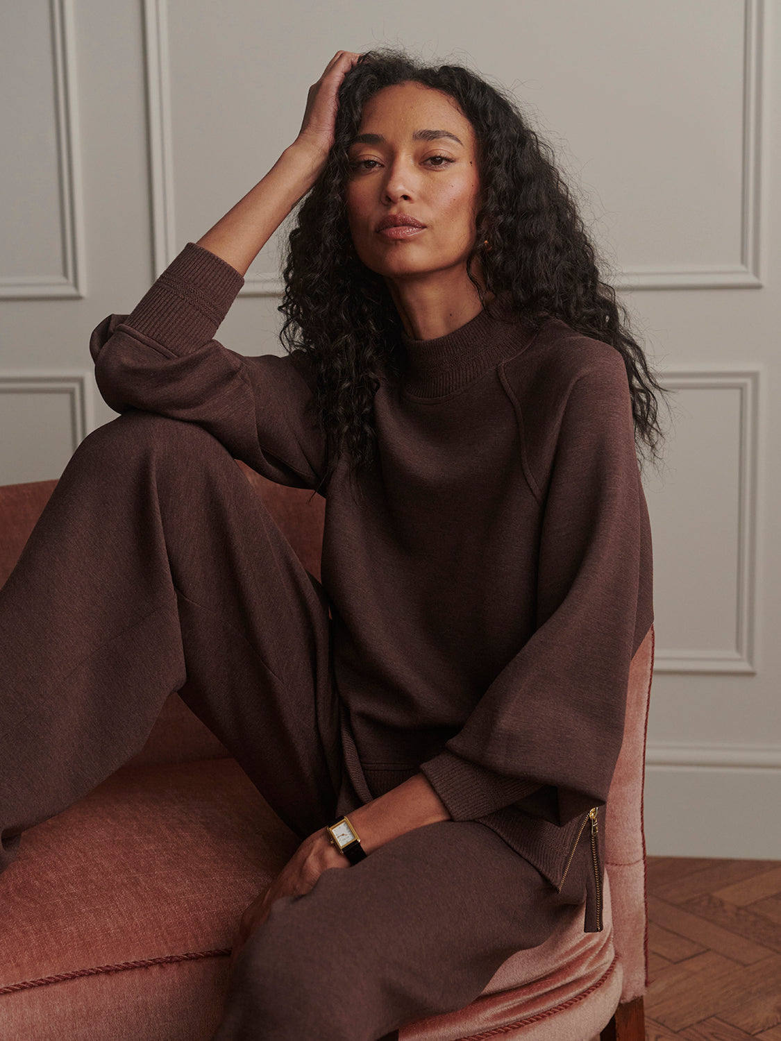 THE EXTRA WIDE LEG PANT 29.5" COFFEE BEAN MARL