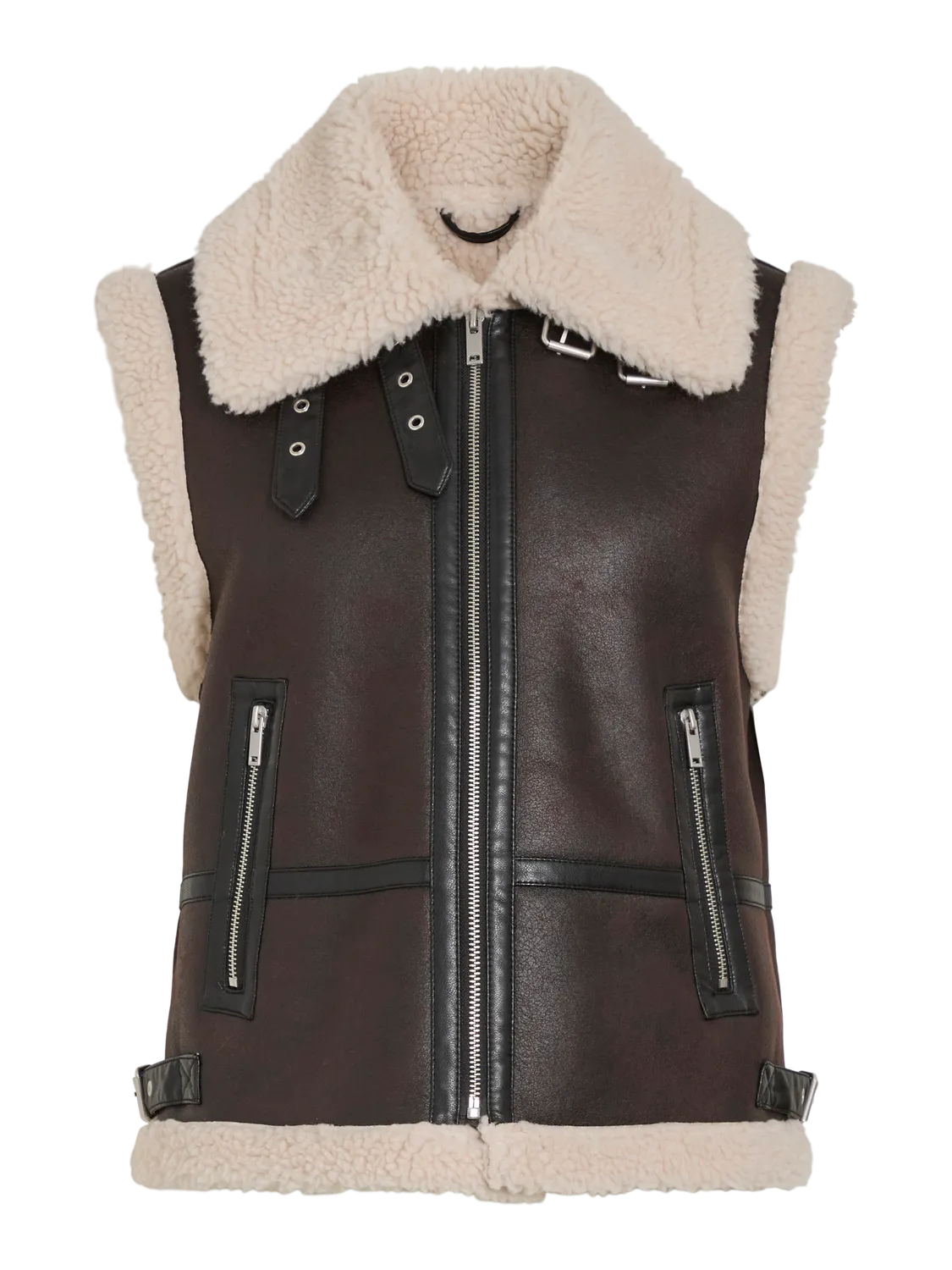 RISI FAUX SHEARLING VEST COFFEE BEAN