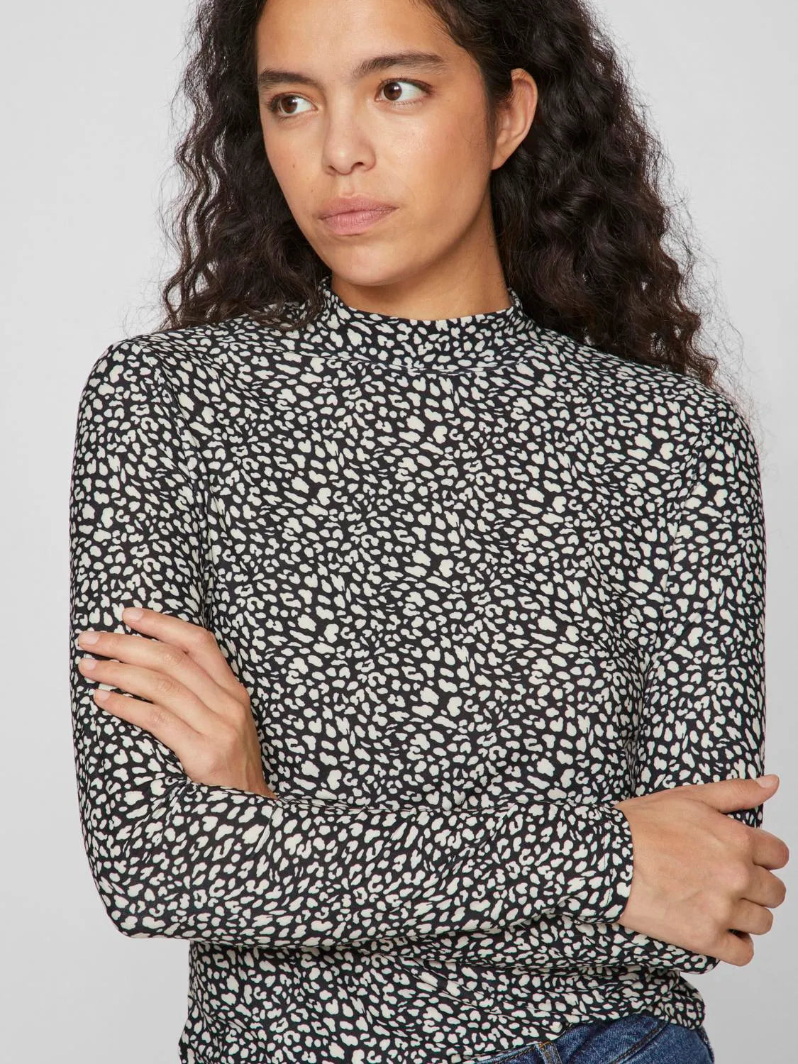 LEOA ROLL NECK TOP CHEETAH BIRCH