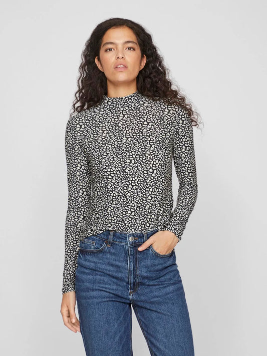 LEOA ROLL NECK TOP CHEETAH BIRCH